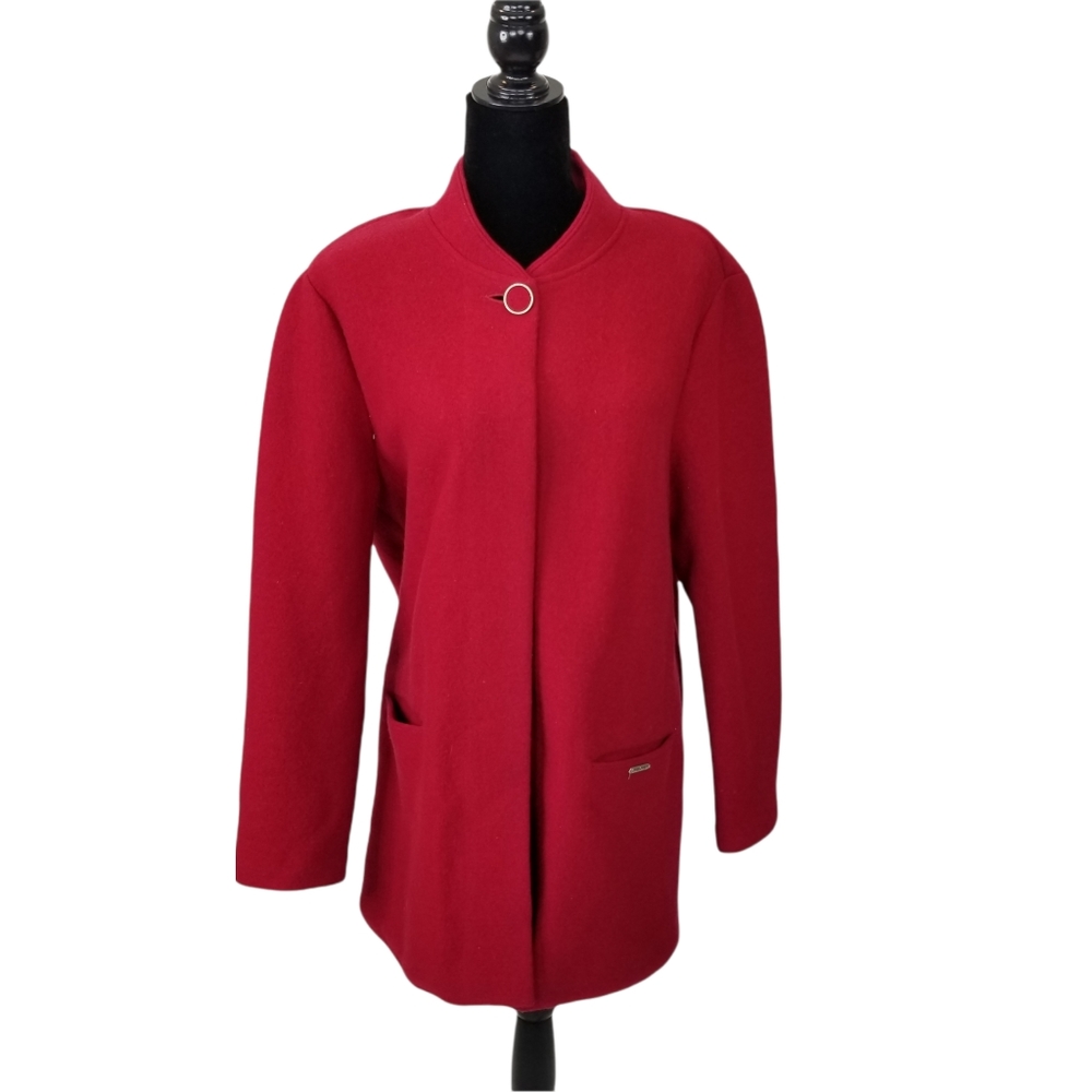 Geiger Collections 42 Red Long Button Front Wool … - image 1